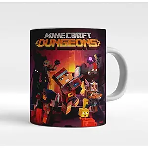 Minecraft Cartoon Printed Ceramic Coffee Mug White Best Gift for Boys Husband Brother Sisters Friends (330 ML)