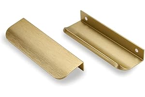 SYZOW Lot de 10 Poignée Invisible Poignée de Meuble Cuisine Poignee Doree -poignee de cuisine or brossé Poignee Tiroir Laiton Brossé en Alliage d'Aluminium Laiton Brossé, Entraxe:96mm