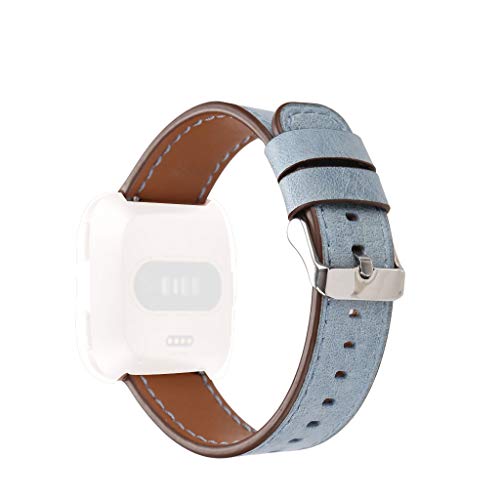 Preisvergleich Produktbild HappySDH Armband kompatibel mit Fitbit Versa, Smartwatch Zubehör Leder Ersatzarmband Armbänder Smartwatch für Männer Frauen (D)