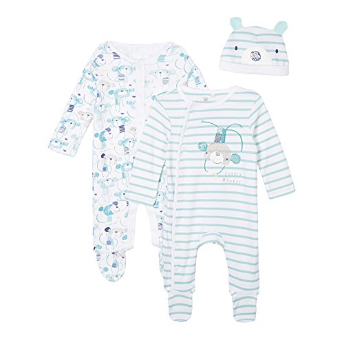 Bluezoo Kids Pack Of Two Babies Green Monkey Sleepsuits With Hat 9-12 Months
