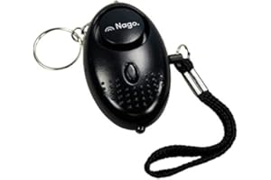 NAGO Mini Alarm Schlüsselanhänger Taschenalarm Notfallalarm Panikalarm mit LED Leuchte Sirene ca. 140 dB schwarz