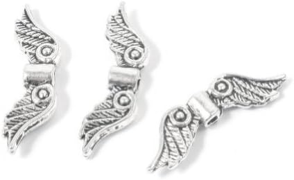 WayGo 50pcs Silver Angel Wing Spacer Metal Beads DIY for Bracelets,Necklace 20mm
