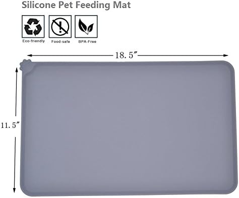 Pet Feeding Mat for Dogs Cats, Food Grade Silicone Waterproof Pet Bowl Mat, Anti-Slip No Mess Pet Food Mat (Grey)