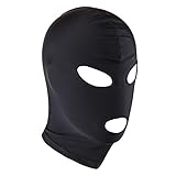 Freebily Black Unisex Adults Black Party Mask Hood for Role Play Costume Eyes & Mouth Open Free Size