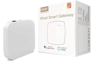 MOES Tuya ZigBee Smart Filaire Gateway Passerelle Hub pour Tuya ZigBee Produit, télécommande sans Fil Smart Life APP avec Alexa Google, câble réseau nécessaire pour connecter Le routeur et Le Gateway