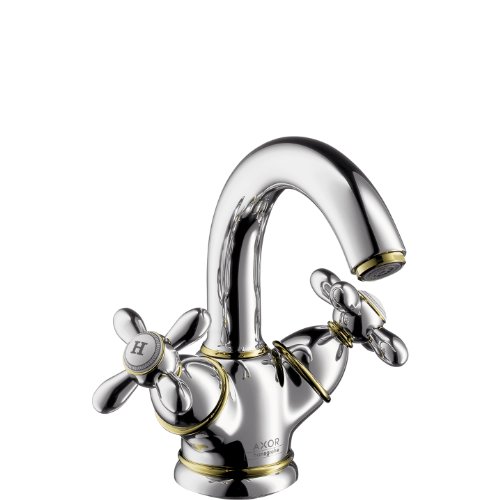 Preisvergleich Produktbild Hansgrohe Waschtisch-Einlochbatterie Carlton mit Kreuzgriffen Ablaufgarnitur, chrom / gold, 17030090