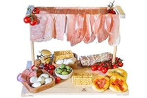 MOTTINOX Tagliere per Aperitivo Appendi Prosciutto – Misura L – Legno di Faggio Naturale, 40x22,5x31 cm, Vassoio Aperitivi, Made in Italy