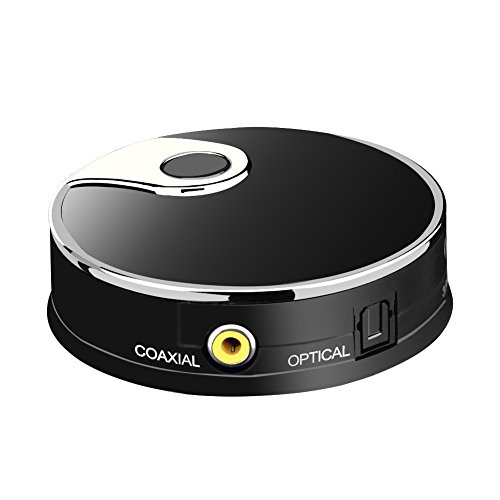Preisvergleich Produktbild Bluetooth Transmitter, Digital Optisch Glasfaser Toslink kabellos Audio Adapter Stereo Musik Stream Video Dongle mit 3,5mm Aux und Koaxial Anschluss für TV PS4 XBOX VCD / DVD Laptop Heim Audio System