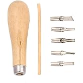 Linol Carving Set 7 Pieces 1 Package Linol Carving Cutting Knife Set 5 Blades Linoleum Printing Wooden Handle