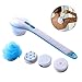 Produktbild Joylora 5 in 1 elektrische Duschbürste, Spin Spa Massage Reinigung Rückenwäscher Massagegerät Badebürste Badeschwamm für Körperreinigung Fuß Langer Griff Wäscher Peeling abgestorbene Haut