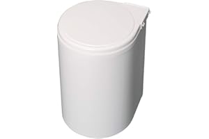 Emuca - Poubelles de Porte de Meuble, Compartiment de déchets, conteneur de 13L avec Couvercle Automatique et Fixation à la Porte, Plastique, Blanc