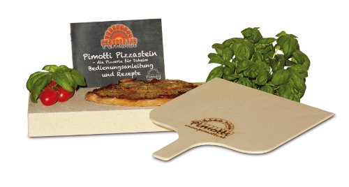 Pimotti 202_004 Schamott Pizzastein, Brotbackstein, 5cm, mit Schaufel und Rezepten - 2