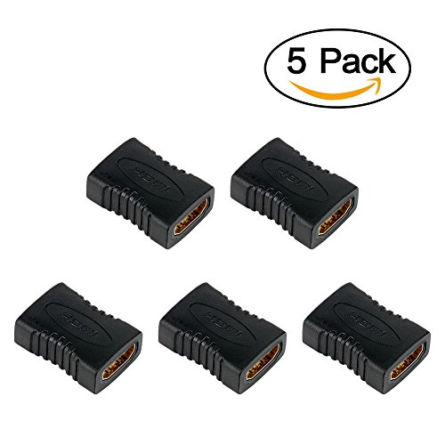 HDMI auf HDMI Koppler, VANDESAIL® Gold überzogenes HDMI Buchse Kupplung High Speed 3D Auflösung von 1080p (HDMI Female to Female, 180 Grad -5pack)