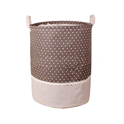 Fieans Wäschekorb Klapp Kinder Spielzeug organizer Spielzeug aufbewahrung Spielzeug Warenkorb Kleidung Halter wäschebox mit Deckel gepunktet-Kaffee