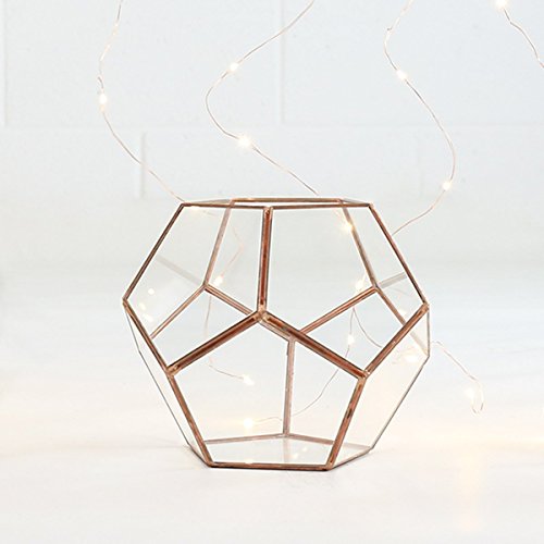 Vase Mini Gewächshaus Terrarium aus Glas und Metall Farbe Kupfer 15,8 cm von Festive Lights - 3