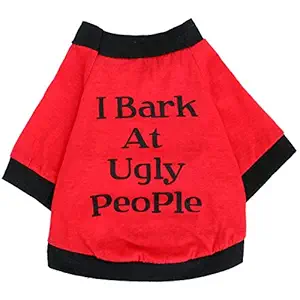 Oasis Plus 100% Cotton Black Edge Red Pet T-Shirt Vest Costume Clothes for Small Female Male Dogs Cats Rabbits