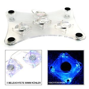 Ergonomischer Designer Notebook Kühler/ Cooler mit blauer Beleuchtung / Laptop Kühler