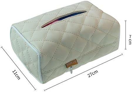Car Tissue Box,Household Towel Set Leather Tissue Box Paper Towel Box for Vehicle Home Office Black，Tissue Box Handy Paper Napkin Holder Clip (white)