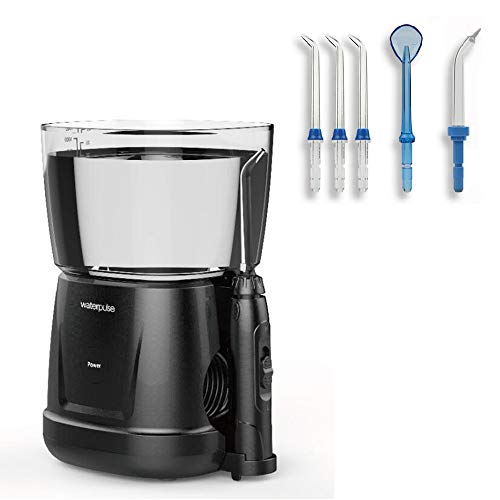 Preisvergleich Produktbild Dental Wasserflosser Mit 3 Austauschbaren Düsen Zur Tiefenreinigung Zwischen Zähnen, Gumline, Klammern Und Brücken, Beinhaltet Einen Zungenkratzer, 1000Ml Fassungsvermögen (V700),Black