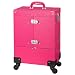 Ollieroo Rose-Pink Lockable PU Artist Makeup Cosmetic Train Case with 4 Removable Rolling Wheels and 4 Keys RS.21409.00