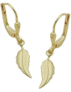 ASS 333 Gold Topmodische Ohrringe Ohrhänger Brisur Blatt matt-diamantiert