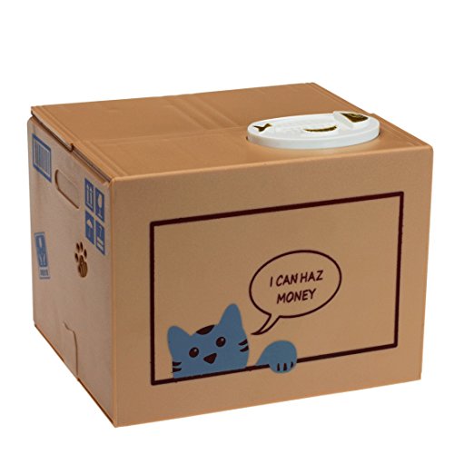 getDigital 10973 Katzenspardose Katze in Der Box Geschenk für Katzenliebhaber, Plastik, Beige, 15 x 12 x 12 cm - 2