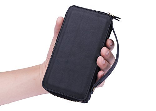 urvoix Galaxy Note4 Fall, Premium Leder Reißverschluss Wallet Multifunktionale Handtasche abnehmbarer Magnetic Schutzhülle mit Flip Card Holder Cover für Samsung Galaxy Note 4 N910 - 2