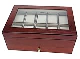 Sichtfenster aus Glas Mele & Co 1476 Edle Uhrenbox Sahir Nussbaumfinish Holz Uhrenschatulle Vitrine Uhr