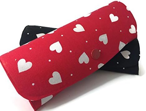 Ladies Semi Hard Specs Case - Heart Design - BLACK. Metal body with fabric cover. Fits most womens spectacle frames. Press stud fastening