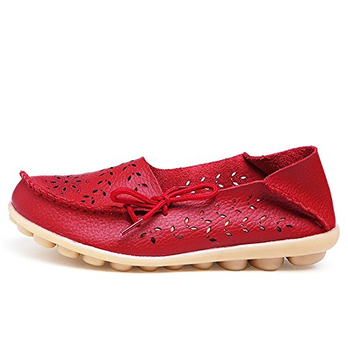Damen Casual Mokassin Leder Loafers Fahren Schuhe Comfort Freizeit Flache Schuhe Slipper Flats chuhe Low-top Lederschuhe Erbsenschuhe - 2