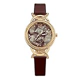 Damenuhr Luxus Uhr Künstlich Kristallrhinestone Edelstahl Band Analoge Quarz Armbanduhr Rose Gold