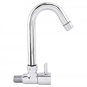 PEFKO Turbo Wall Mounted Brass Sink Cocke Tap for Kitchen/Home, ( Features - 360 Degree Rotating Spout, Chrome Finish & Foam Flow ) ( Including - Wall Flange , Teflon Tape )