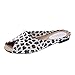 Produktbild Pantolette Damen, Flache Schuhe Leopard Square Heel Schuhe Fischmaul Strandschuhe Badeschuhe Zehentrenner(Weiß,EU 40)