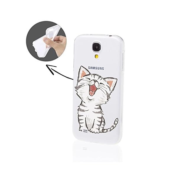 Finoo | Samsung Galaxy S4 Mini Weiche Flexible Silikon-Handy-Hülle | Transparente TPU Cover Schale mit Motiv | Tasche Case Etui mit Ultra Slim Rundum-Schutz | Kleine Katze – Bild 3