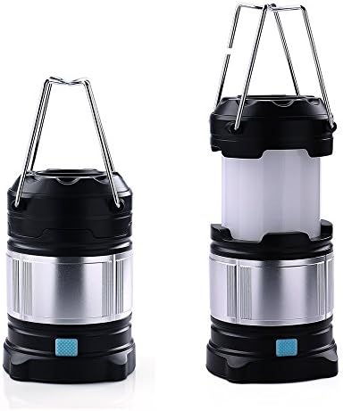 lederTEK LED Camping Lantern Flashlights with 4400 mAh USB Power Bank, 4 Light Modes Outdoor Portable Tent Lights for Hiking, Reading, Awning, Hurricanes, Outages - Black