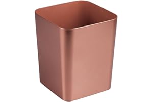 mDesign poubelle bureau carrée – poubelle salle de bain, bureau et cuisine compacte & spacieuse – corbeille à papier élégante en plastique – couleur or rouge