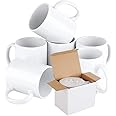 shine planet 6 x Sublimation Mugs Blank 11oz White Sublimation Coffee Mugs Large Handle Sublimation Cups with Gift Boxes