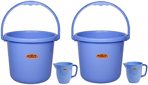 Saurabh Shaktiman Unbreakable Bucket (22 LT) & Mug (1 LT) Combo - Set of 4 - Blue