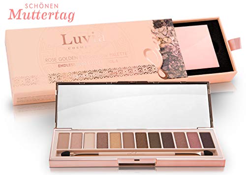 Paleta de Sombras de Ojos Rosa y Oro Rose Golden Vol.1  Endless Nude con 12 Colores, Palette Sombras con Tonos Mate y con Brillantinas Neutros y Rosados  Set Profesional de Maquillaje Vegano/ No testado en animales