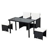 ✅Vielseitig: Nutzen Sie Ihre Garnitur im Wintergarten, im Garten oder einfach auch in Haus und Wohnung. Der Tisch mit hochwertiger Hartglasplatte prädestiniert die Gruppe als Esstisch für Familie und Freunde.