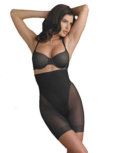 Naomi and Nicole Sensual Sheer Black Hi-Waist Thigh Slimmer 7909 Small