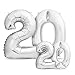 Produktbild Luftballons 20. Geburtstag XXL Silber - Riesen Folienballon in 2 Größen 40" & 16" | 101cm + 40cm Geburtstagsdeko Set | Vier Zahlen | Ideal als Deko | fliegt mit Helium