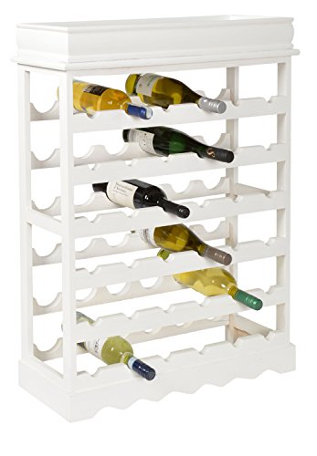 ts-ideen Weinregal Weiß für 36 Flaschen Flaschenregal weißes Holz Wein Regal Board - 7
