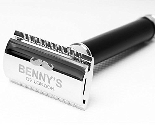 Benny's of London Double Edge Safety Razor Set for Men - Starter Kit Including Heavy Weight Luxury Shave Razor and Cleaning Cloth with Case