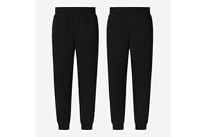 DECK AND BEACH Kids School Joggers 2 Pack – Unisex Fleece Jogging Bottoms for Boys & Girls – Elastic Waist, Soft & Warm – Ideal for PE & School Uniform