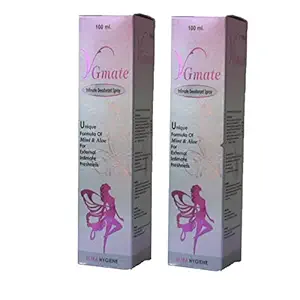 VGmate Intimate Deodorant Spray for Women (2 x 100 ML) with Aloe Vera and Mint