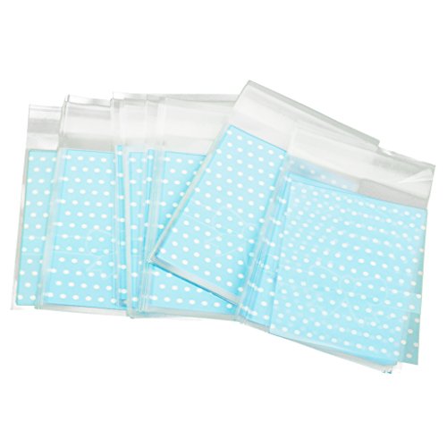Generic 100pcs Transparent Klein Plastiktütchen Geschenkverpackung Beutel Tasche Weihnachten für Cookie Kekse Snack Süßigkeiten Geschenk Blau - 6