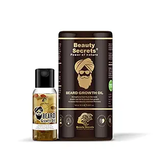 Beauty Secrets Premium Beard Growth Oil -60 ml- Ayurvedic Beard Oil for men to promote thicker,longer & softer beard & mustache growth |100% Natural & Non sticky solution for Dry & Patchy Beard