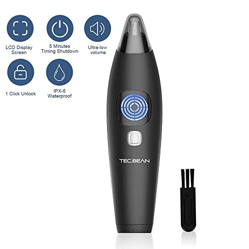 TEC.BEAN Tagliacapelli Impermeabile per Naso con Schermo LCD per Batteria, Elettrico Trimmer Naso per Orecchie e Sopracciglia