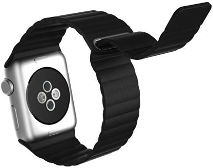 Apple Watch Band, Kasima Milanese Loop Stainless Steel Bracelet Strap Band for Apple Watch/ Sport/ Edition with Unique Magnet Lock (42mm, Leather Loop-Black)